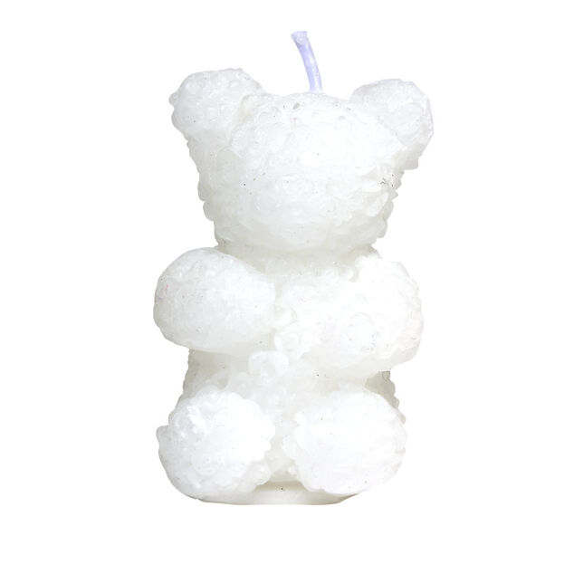Bougie forme oursons relief fleurs 4x5xH6,5cm (2 modèles)