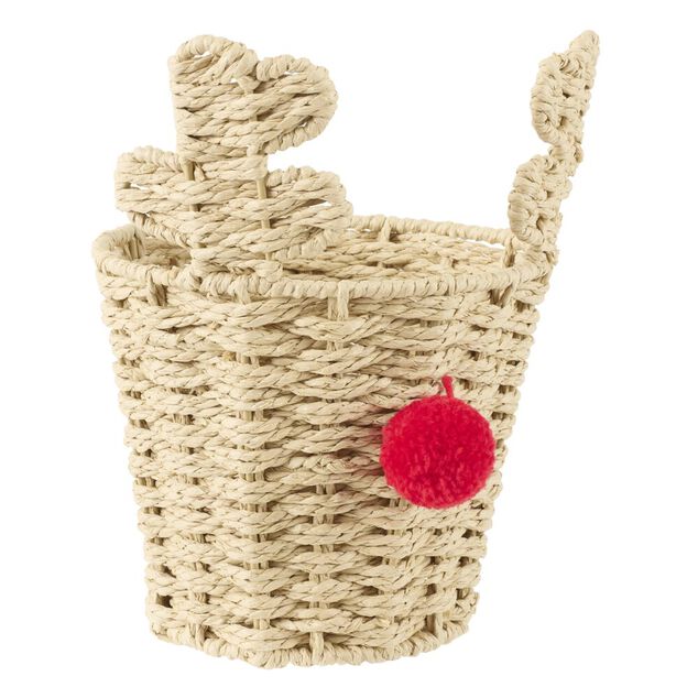 Pani&egrave;re tress&eacute;e forme renne de No&euml;l H29 cm naturel