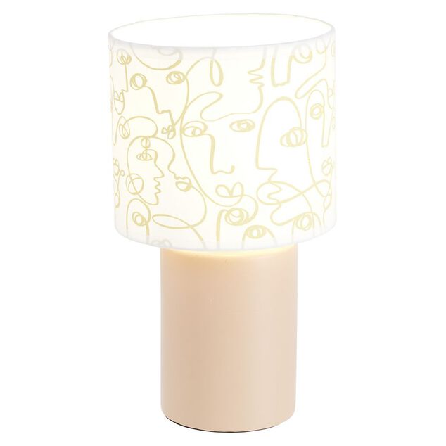 Lampe &agrave; poser fa&iuml;ence abat jour motif line art visage