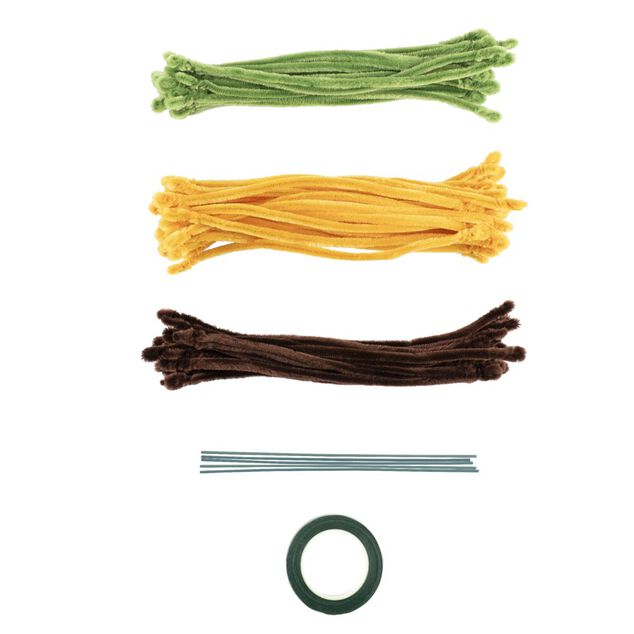 Kit cr&eacute;atif fil chenille fleur &agrave; confectionner L36cm (3 mod&egrave;les)