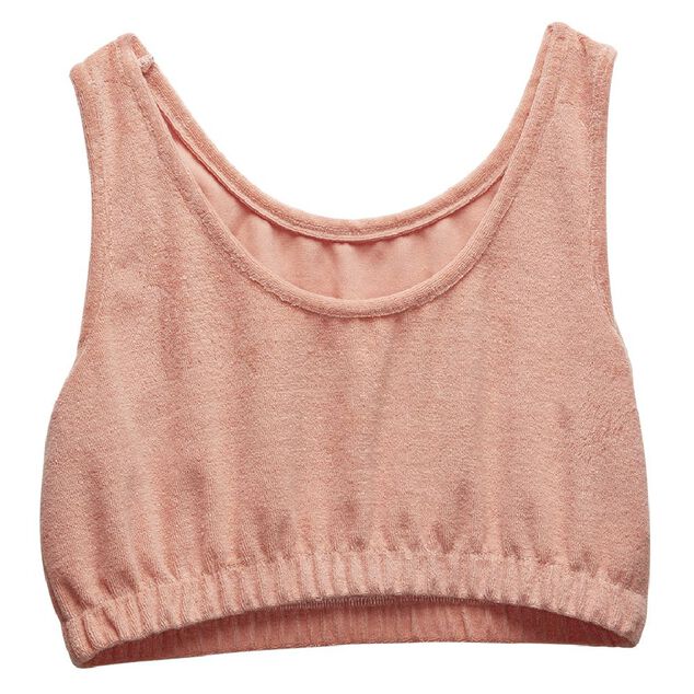 D&eacute;bardeur crop top Femme tissu &eacute;ponge rose