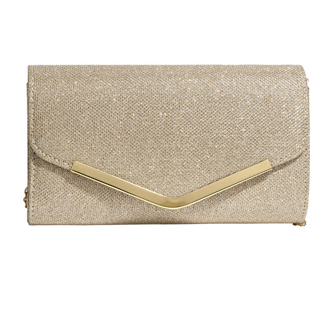 Sac pochette femme strass avec bandoulière chaîne amovible - 2 modèles noir ou doré