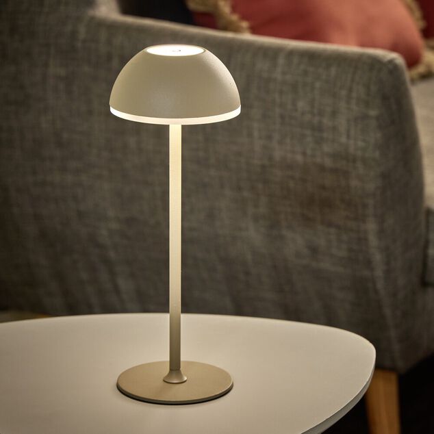 Lampe &agrave; poser sans fil tactile et rechargeable USB 3 nuances H37cm Beige