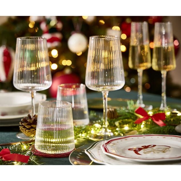 Verre &agrave; vin motif stri&eacute; 520 ml verre transparent