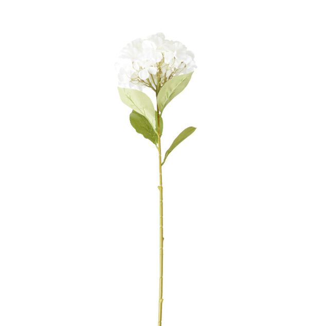 Fleur artificielle 1 tige hortensia blanc H82cm