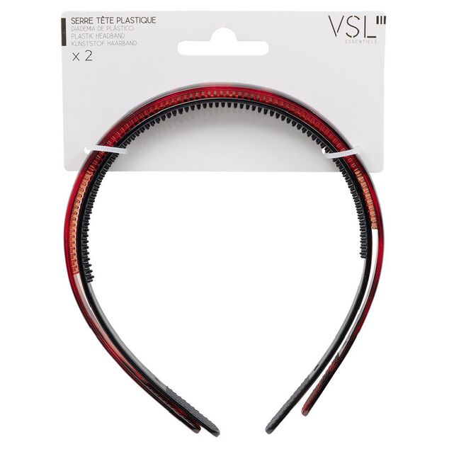 Serre t&ecirc;te plastique noir et marron x2