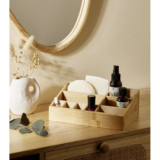Rangement cosm&eacute;tique en bambou