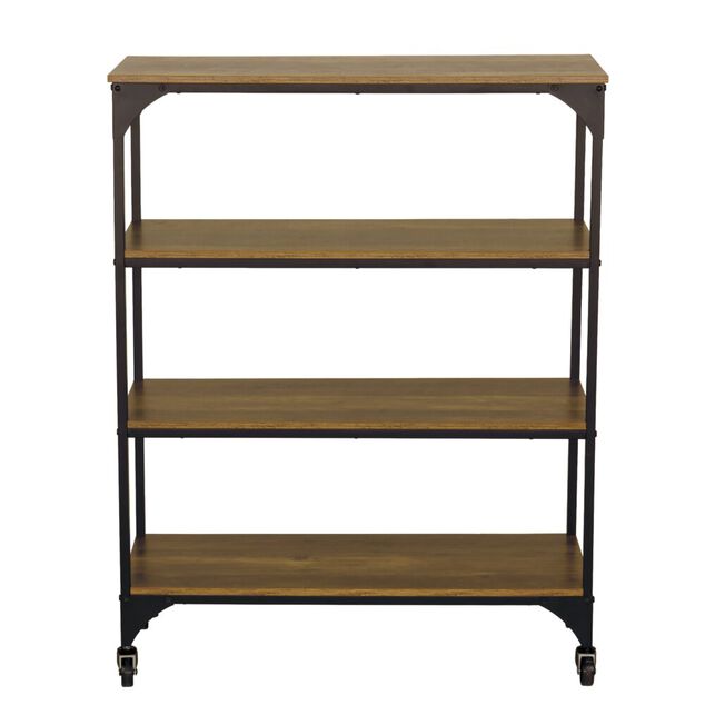 Étagère sur pieds Detroit métal bois noir et marron 80x35xH102,5 cm