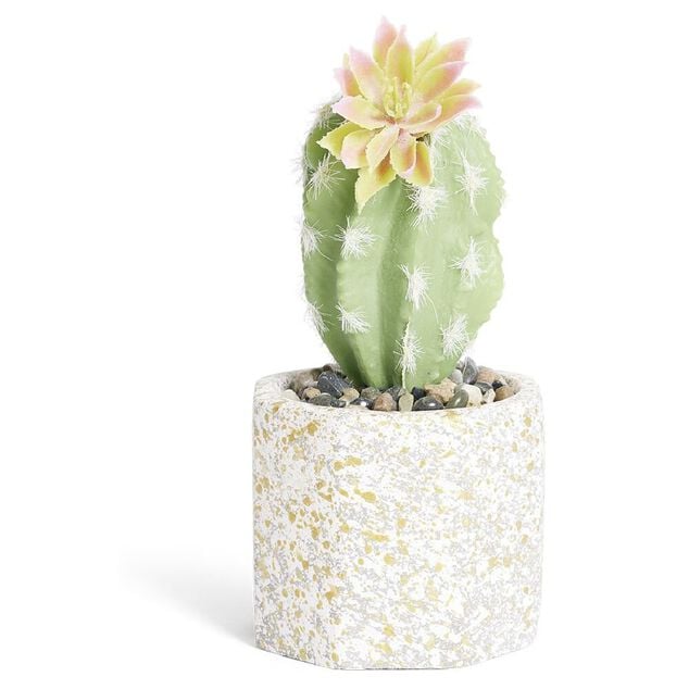 Cactus artificiel dans pot PVC &Oslash;7,5xH15cm