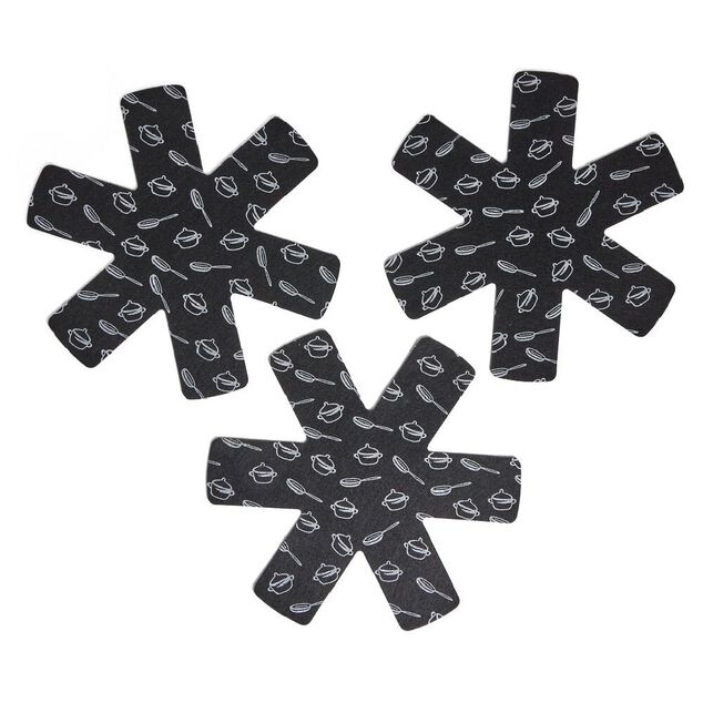Lot de 3 prot&egrave;ge-po&ecirc;les &Oslash;38cm polyester noir ou gris