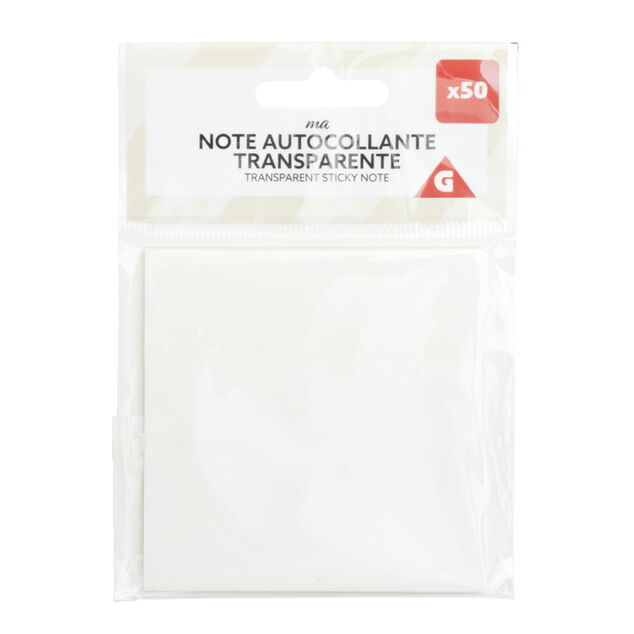 Note adh&eacute;sive 50 feuilles transparentes 8x10,5cm