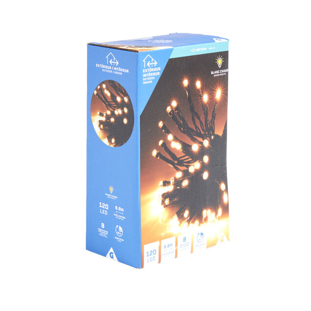Guirlande lumineuse ext&eacute;rieur 120LED blanc chaud 8,9m