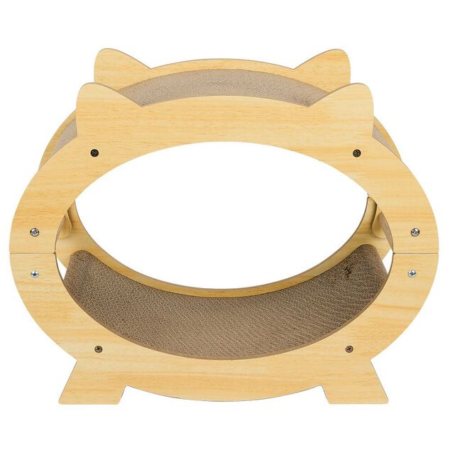 Griffoir pour chat avec couchage bois naturel 47x23xH36,5cm