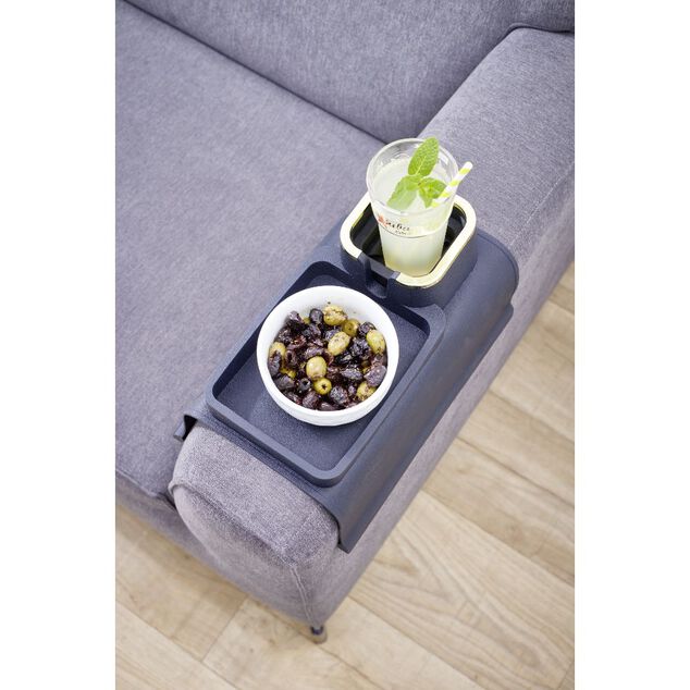 Plateau accoudoir canap&eacute; support verre et t&eacute;l&eacute;commande 42,5x32xH7cm