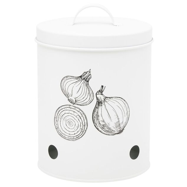 Boîte de conservation pour oignon en métal blanc