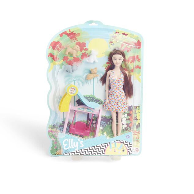 Poup&eacute;e mannequin Elly's avec fillette et animaux