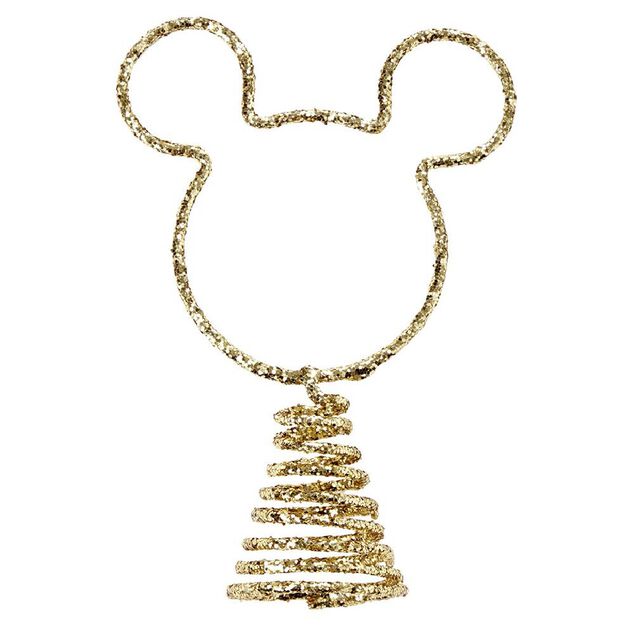 Cimier t&ecirc;te de sapin No&euml;l Disney forme Mickey dor&eacute; paillet&eacute; H15cm