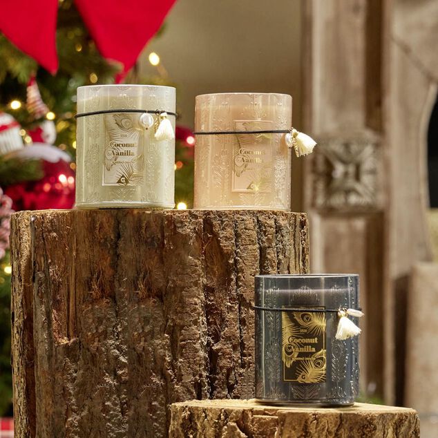 Bougie parfum&eacute;e dans pot d&eacute;co pampilles