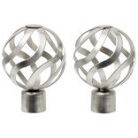 Embout tringle &agrave; rideau &Oslash;20mm boule ajour&eacute;e aluminium bross&eacute; x2