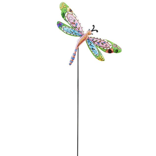 D&eacute;coration de jardin &agrave; planter libellule m&eacute;tal H60cm