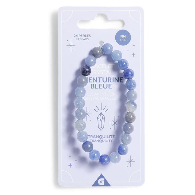 Bracelet crystal fin 24 perles aventurine bleu - Tranquilit&eacute;