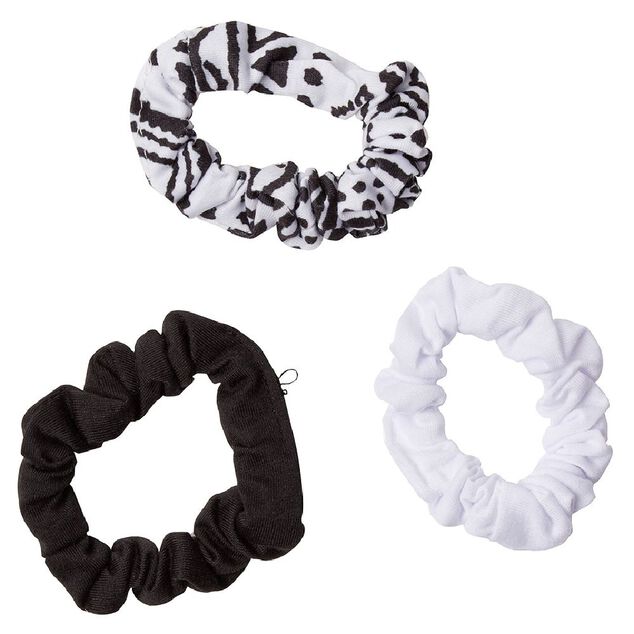 Chouchou en maille noir et blanc x3
