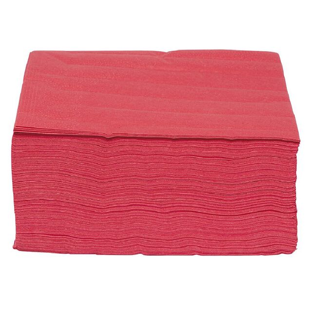 Serviette en papier ouate rouge 2 plis 33x33cm x100