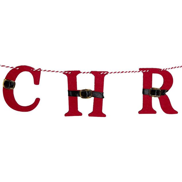 Guirlande Merry Christmas feutrine rouge 2m