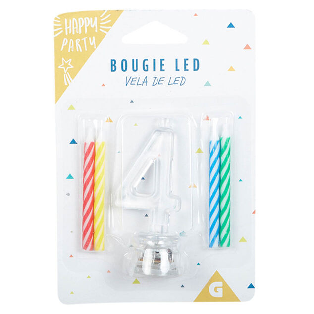 Bougie anniversaire lumineuse &agrave; led chiffre 4