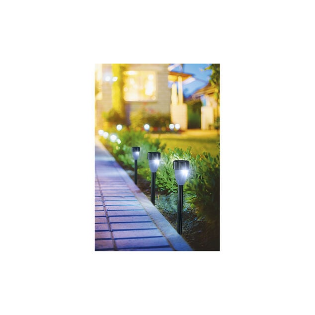 Borne solaire &agrave; planter plastique gris avec LED &Oslash;6xH36cm