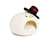 Niche chien ou chat forme tête bonhomme de neige blanc Ø41cm