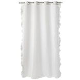 Voilage &agrave; oeillets 140x240cm contour &agrave; volant polyester blanc