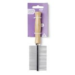 Brosse animal double peigne métal et bois