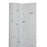 Nappe damass&eacute;e blanche et &eacute;toiles argent&eacute;es