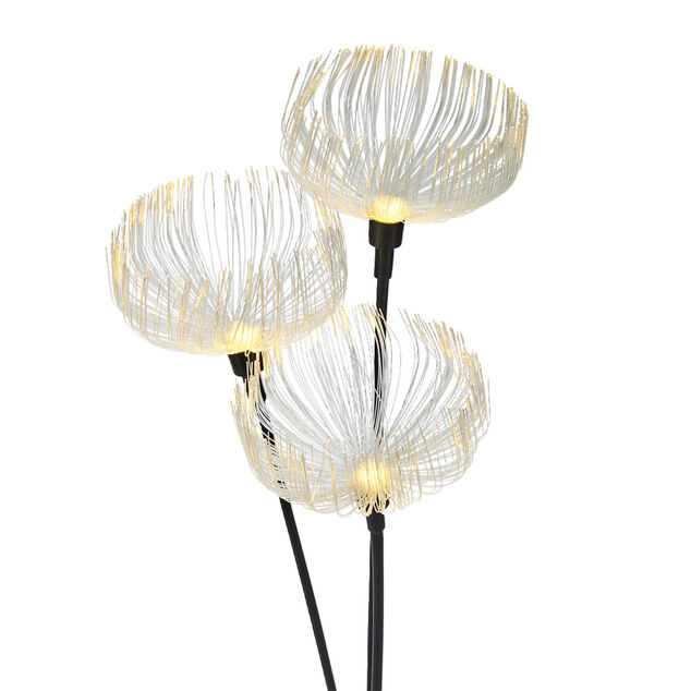 Borne solaire en m&eacute;tal &agrave; planter forme m&eacute;duse transparente H70cm