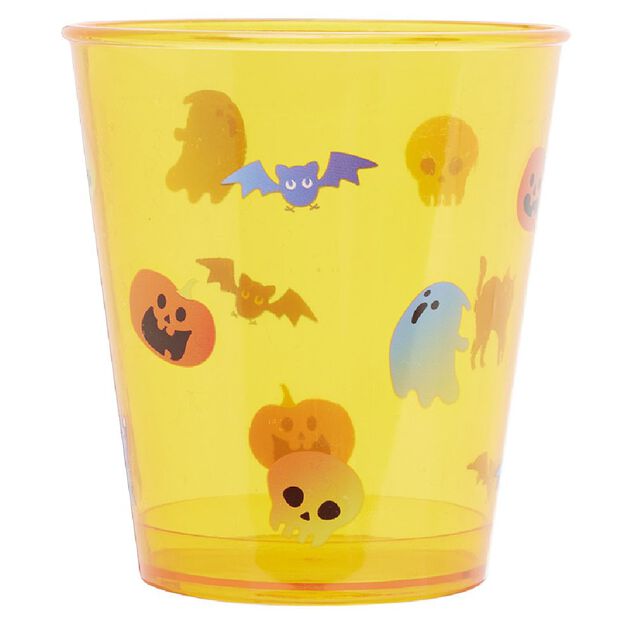 Verre plastique motif Halloween orange et violet &Oslash;7xH13cm x6