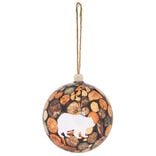 Boule de Noël champêtre motif ours et rondin marron Ø12cm
