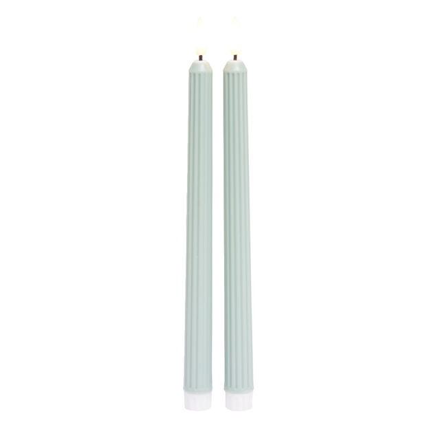 Lot de 2 bougies chandelles LED vertes &Oslash;2,2xH22,5cm