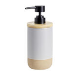 Distributeur savon bois et céramique bleu Ø7,5xH18,5cm