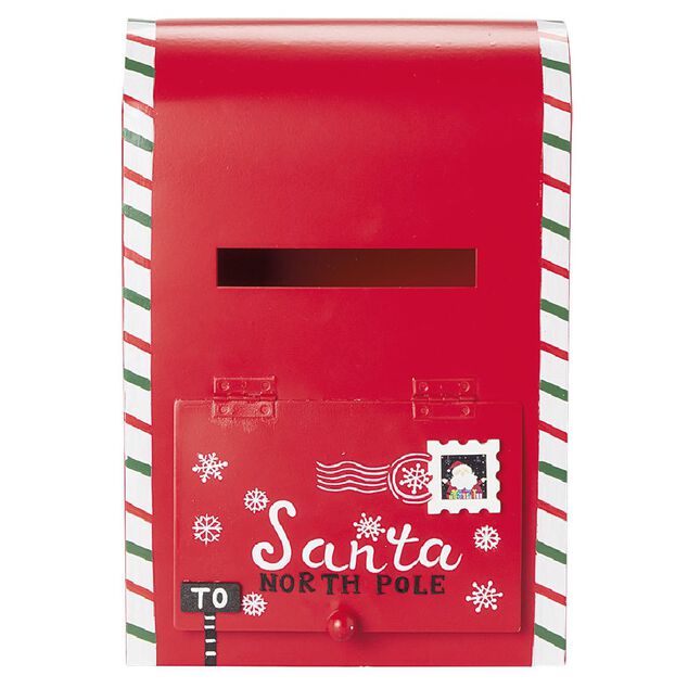 Bo&icirc;te aux lettres de No&euml;l en m&eacute;tal rouge
