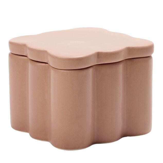 Bo&icirc;te organisateur salle de bain en dolomite contour ondul&eacute; 10x10xH8cm (3 mod&egrave;les)