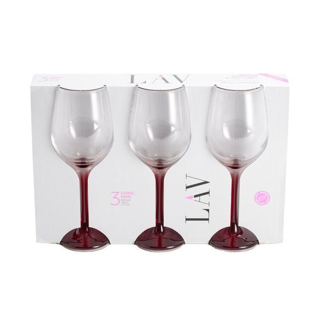 Verre &agrave; vin x3 avec pied rouge fum&eacute; 39,5cl