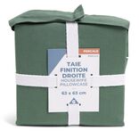 Taie d'oreiller 63x63cm 100% coton percale finition droite vert