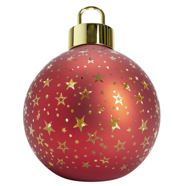 Boule de No&euml;l lumineuse &agrave; poser en verre rouge &Oslash;15xH18cm