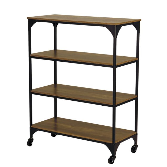 Étagère sur pieds Detroit métal bois noir et marron 80x35xH102,5 cm