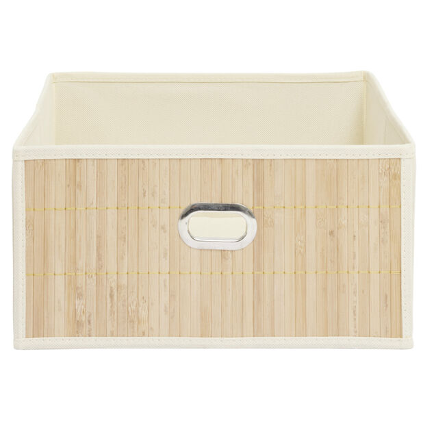 Pani&egrave;re rangement Box Cube tissu fa&ccedil;ade bambou 31x31xH15cm