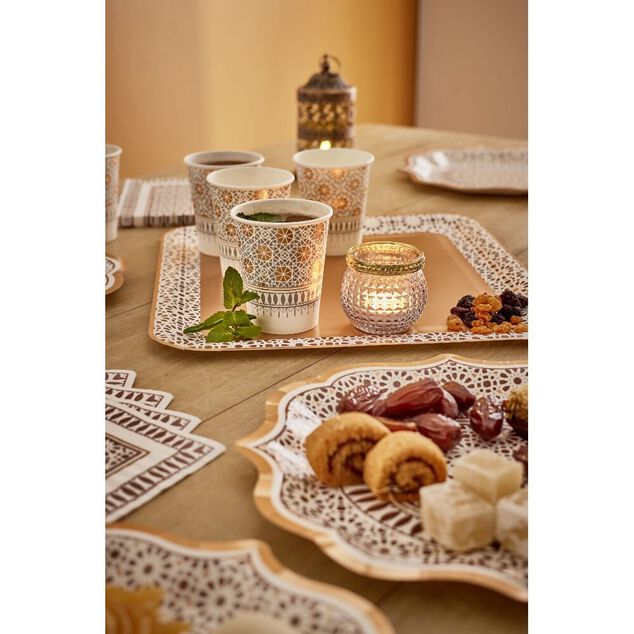 Lot de 12 gobelets en carton d&eacute;cor oriental