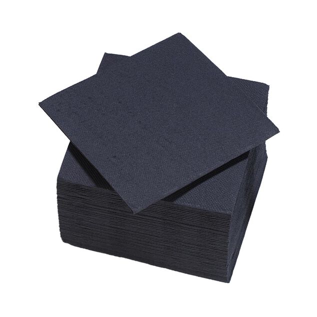 Serviette cocktail carr&eacute;e noire Tex Touch 2 plis en papier x40