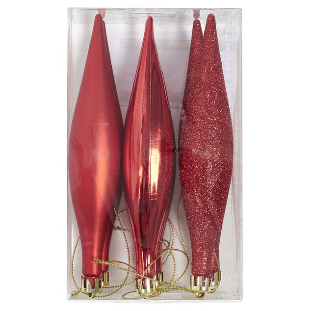 Décoration de Noël stalactite rouge à suspendre x6