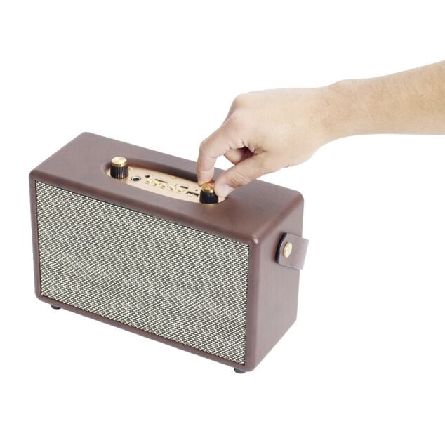 Enceinte r&eacute;tro bluetooth en bois 20W